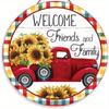 1pc 2d Flat Retro Round Wooden Sign Flower Market Flower Truck, Novel and Interesting Garage Bar Kitchen Home Family Friend Gift Wooden Sign- 20cm