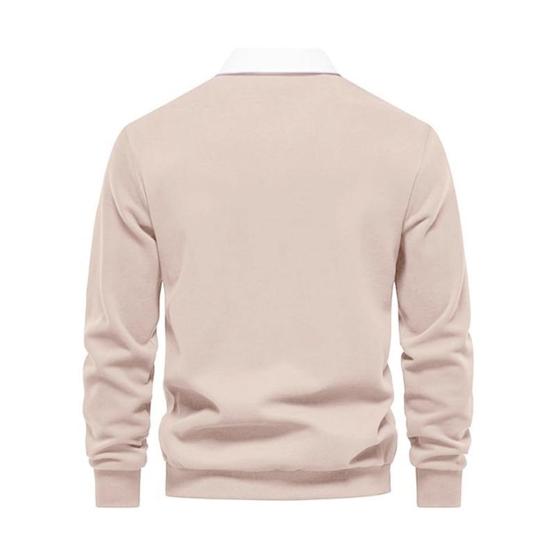 New Autumn Long-sleeved Polo Collar Sweatshirt Long-sleeved Trendy Versatile Casual Men's Clothing