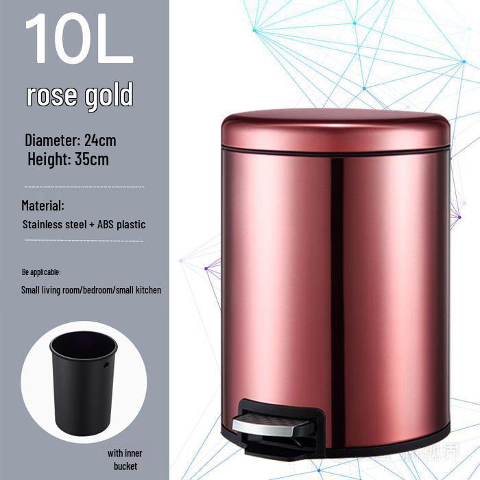 Luxury Silent Stainless Steel Pedal Trash Can with Lid - Large Capacity for Kitchen, Living Room, Bedroom