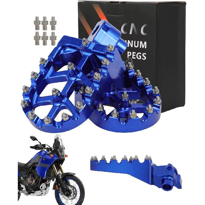 

Motorcycle Foot Pegs Pedal Rest Footpeg for Tenere 700 2021-2024 ADV, Knight Black Vintage Blue