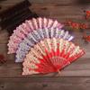 Vintage Folding Fan Chinese Style Dance Performance Hand Fans Gold Powder Plastic Fan Art Craft Gift Wedding Party Home Decor
