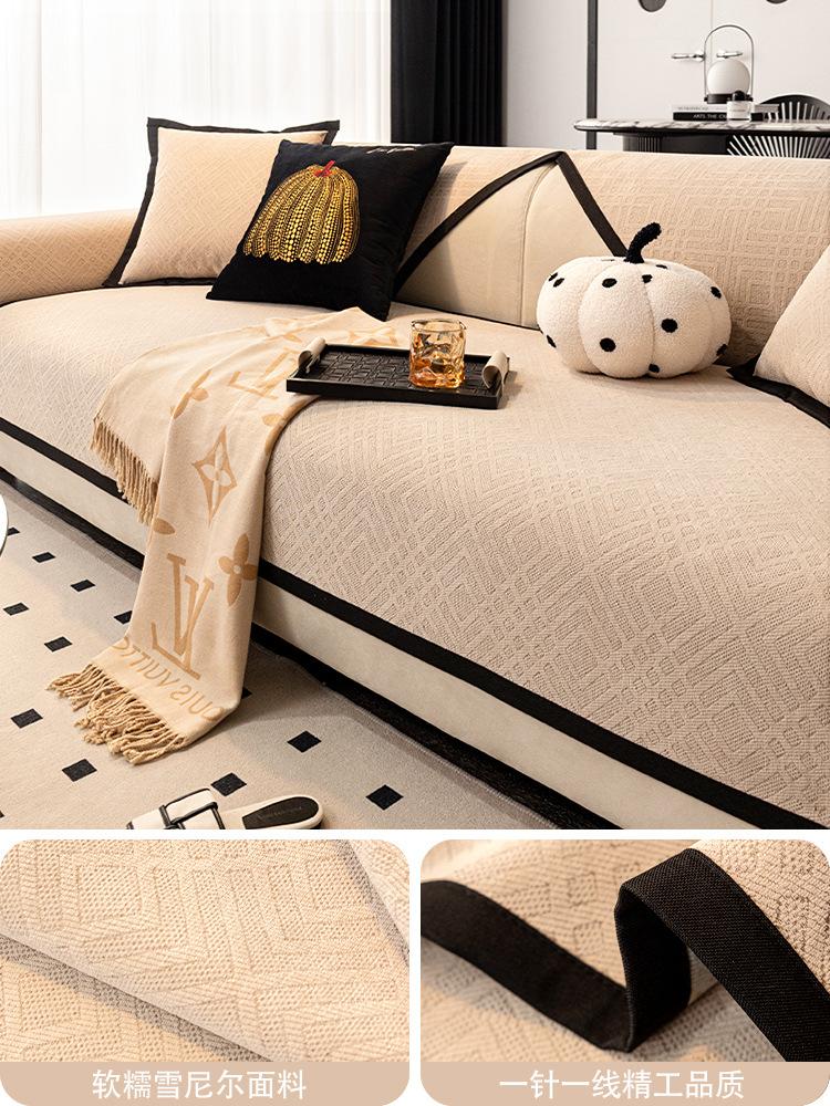 Solid Color Chenille Sofa Covers Non-slip Sofas Towel Couch Slipcover Corner Sofa Seat Pad Furniture Protection For Living Room