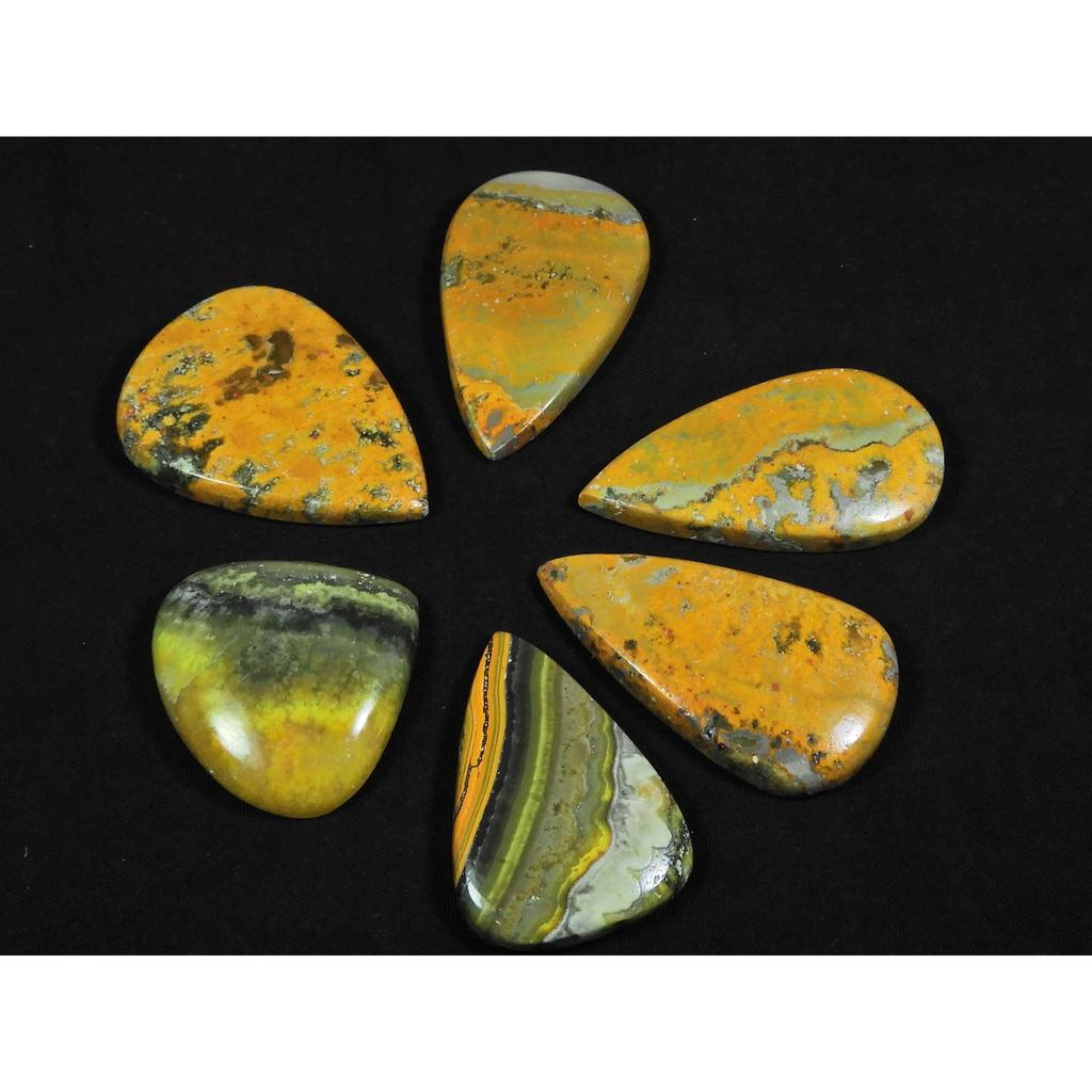 33-39MM Natural Bumble Bee Jasper Pear Cabochon Loose Gemstone 06Pcs Lot C-100