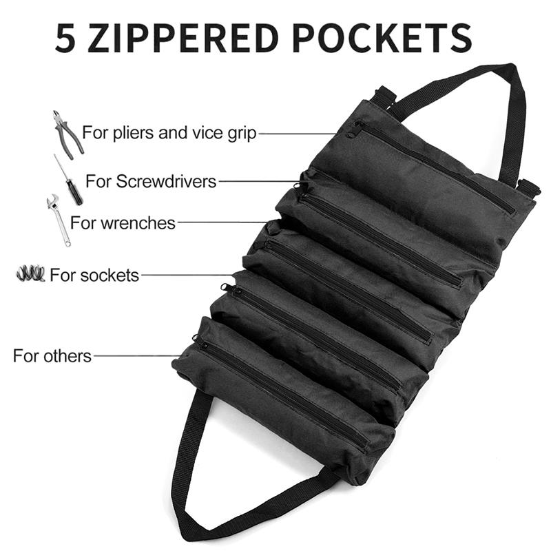 Borsa Porta Attrezzi Multifunzione Alta Qualità Professionale Multi Tasca Pochette Arrotolabile Portatile Organizzatore per Piccoli Utensili