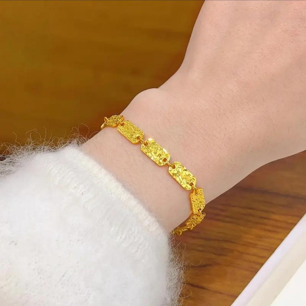 Real Gold Store, Same Style Gold, Women's Bracelet, Square Plate, Beautiful Jewelry