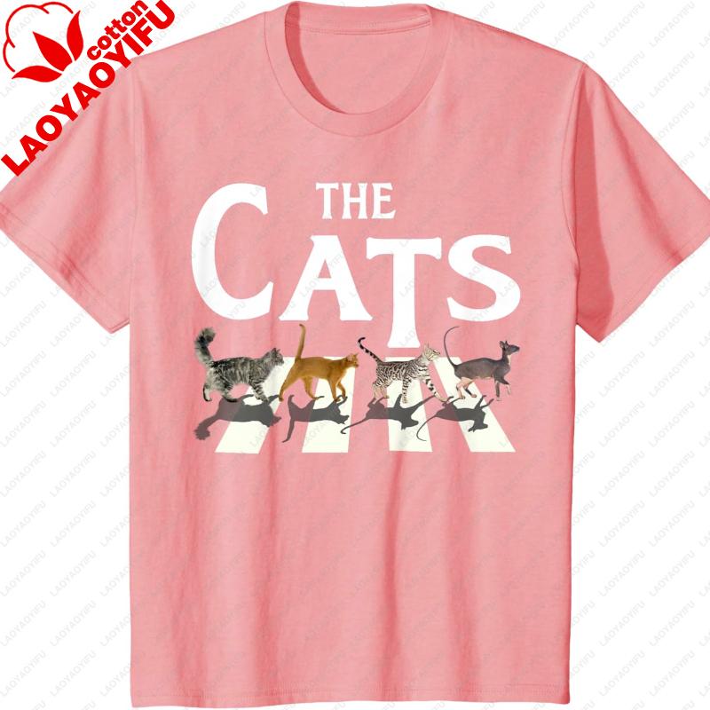 Lovely Cat Rock Music Funny Cat Lover Gifts for Unisex Women TShirt High Quality Cotton Printed Tshirt Tops Regular Short Sleeve