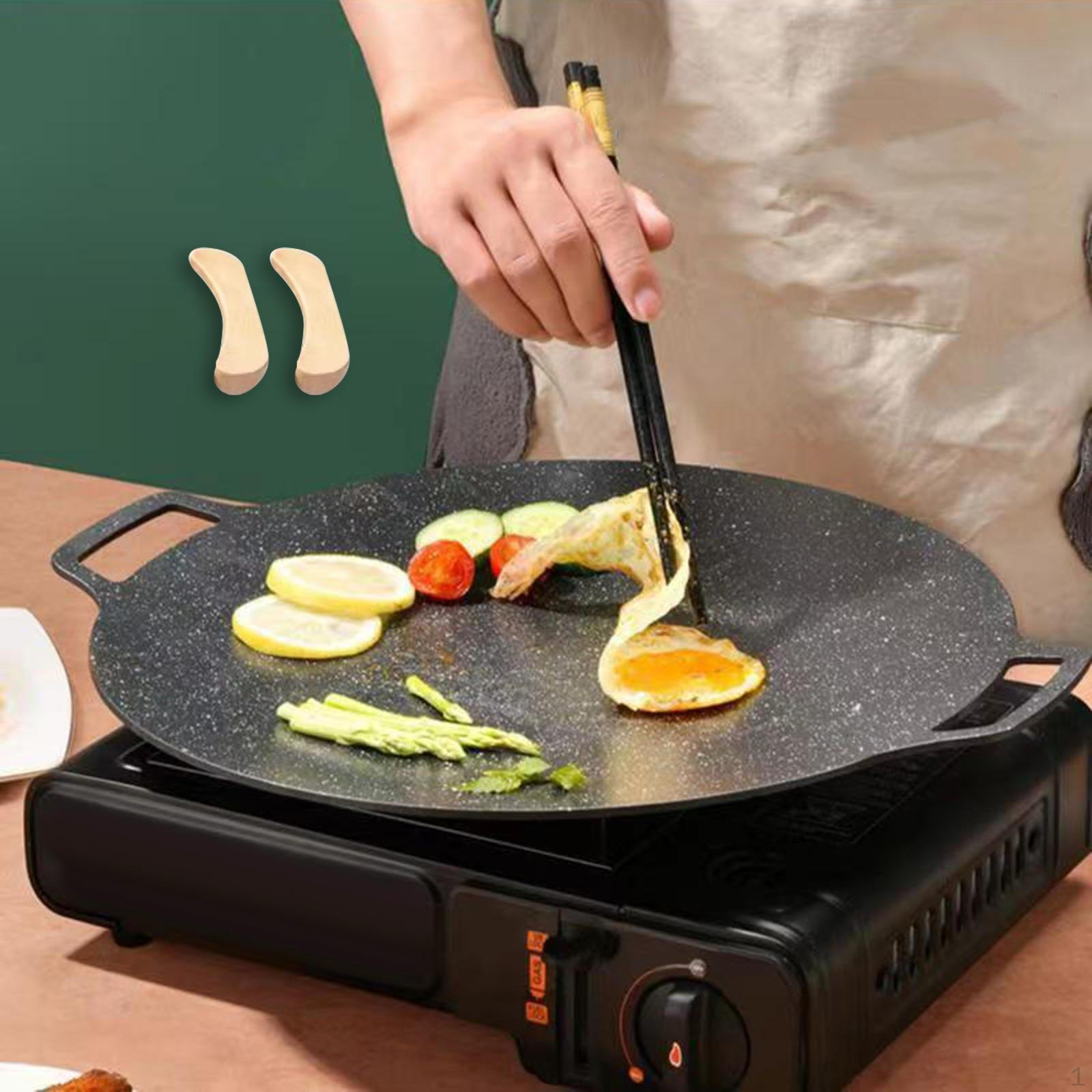 

Корейская сковорода для барбекю с ручками, устойчивыми к ожогам, индукционная плита для гриля на открытом воздухе, для походов 28cm