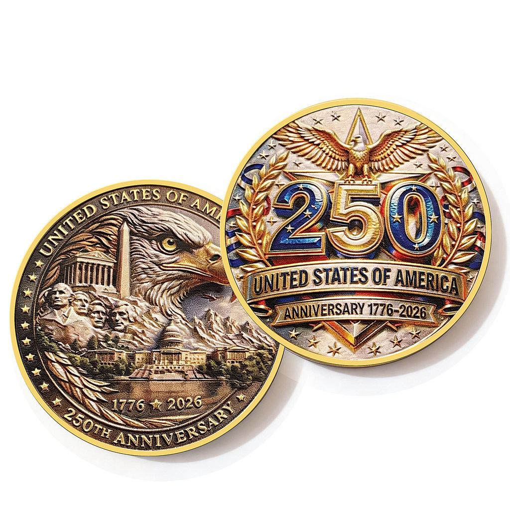 250th Anniversary Commemorative Coin Independence Day Founding Medal Challenge Coin Embossed Metal Coin Color Printed Badge