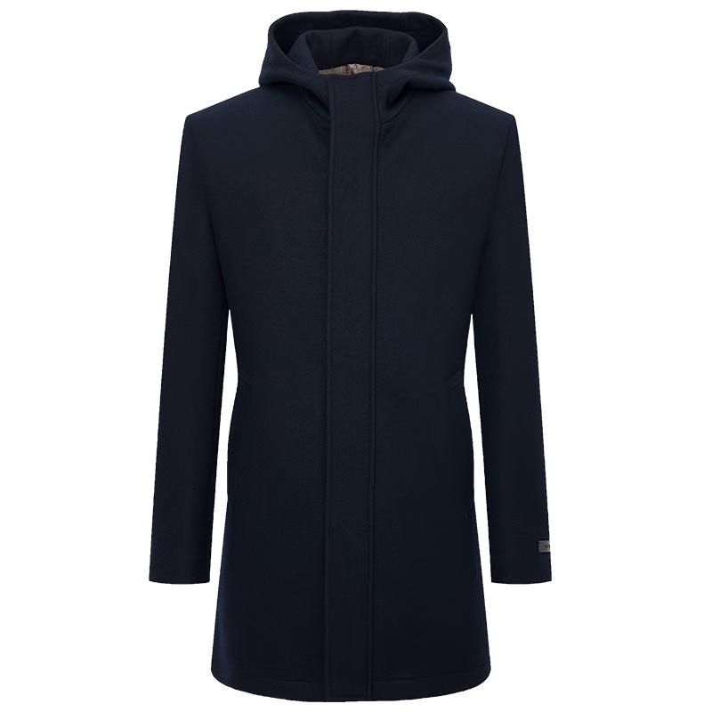 

Baoxiniao Men s Hooded Slim Fit Mid-Length Wool Blend Coat M (46)