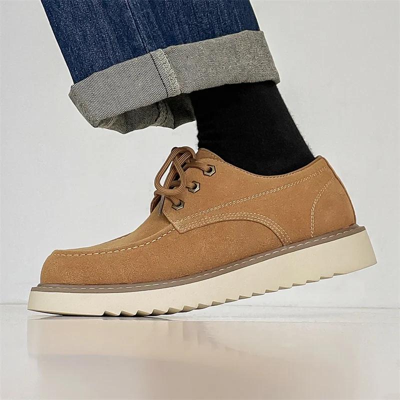 High Quality Leather Men Sneakers Shoe Casual Flat Walking Oxford Shoes Outdoor Anti-slip Wearable Comfort All Day Commute Shoes