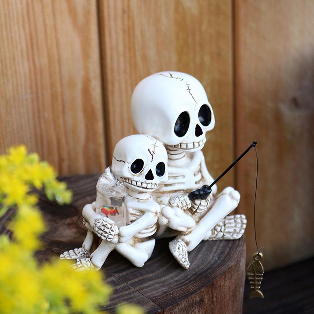 Skeletal Duo's Fishing Adventure: A Whimsical Halloween Decor