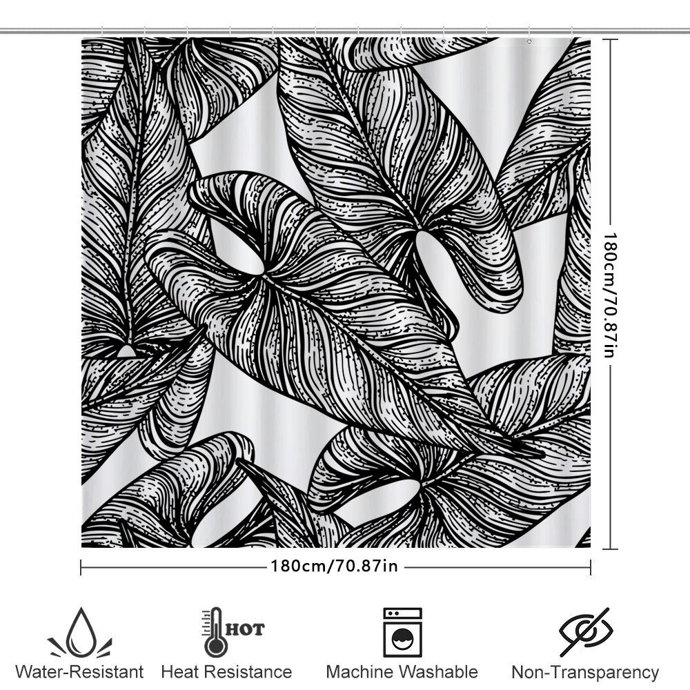 Decorate Your Bathroom With This Black White Leaves Shower Curtain Perfect For Modern Bathrooms!