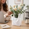 Artistic Ceramic Style Vase Handbag Shape Flower Vase, 3D Printed Desk White Modern Contemporary Living Room Decor Decorative Floral Container