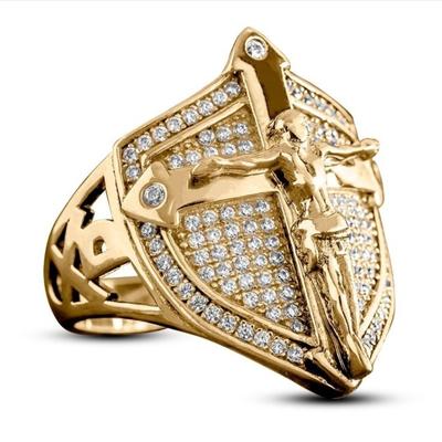 Anelli da uomo color oro dalla personalità squisita Figlio di Dio Salvatore cristiano Gesù Crocifissione Croce Gioielli con zirconi