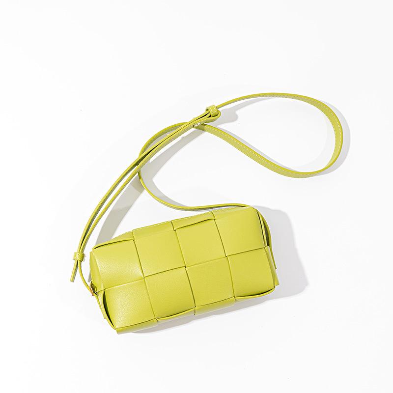 Bolso versátil de cuero para mujer, bolso cuadrado pequeño tejido a cuadros, bolso bandolera 2025 nuevo, bolso de hombro tejido de alta gama