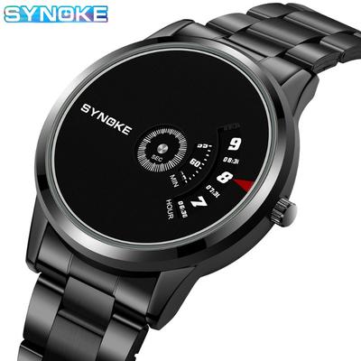 Top Brand New Creative Watch Disc with Calendar Trendy Quartz Watch Men's Student Alloy Steel Band Watch Personalized Watch