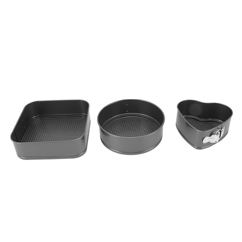 3 Stück Kuchenform Set Kohlenstoffstahl Rund Herz Quadratische Form Leicht zu lösen Doppelbeschichtung Springform
