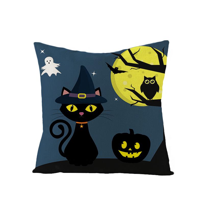 Halloween Pillowcase New Pumpkin Black Cat Series Sofa Cushion Waist Pillowcase Home