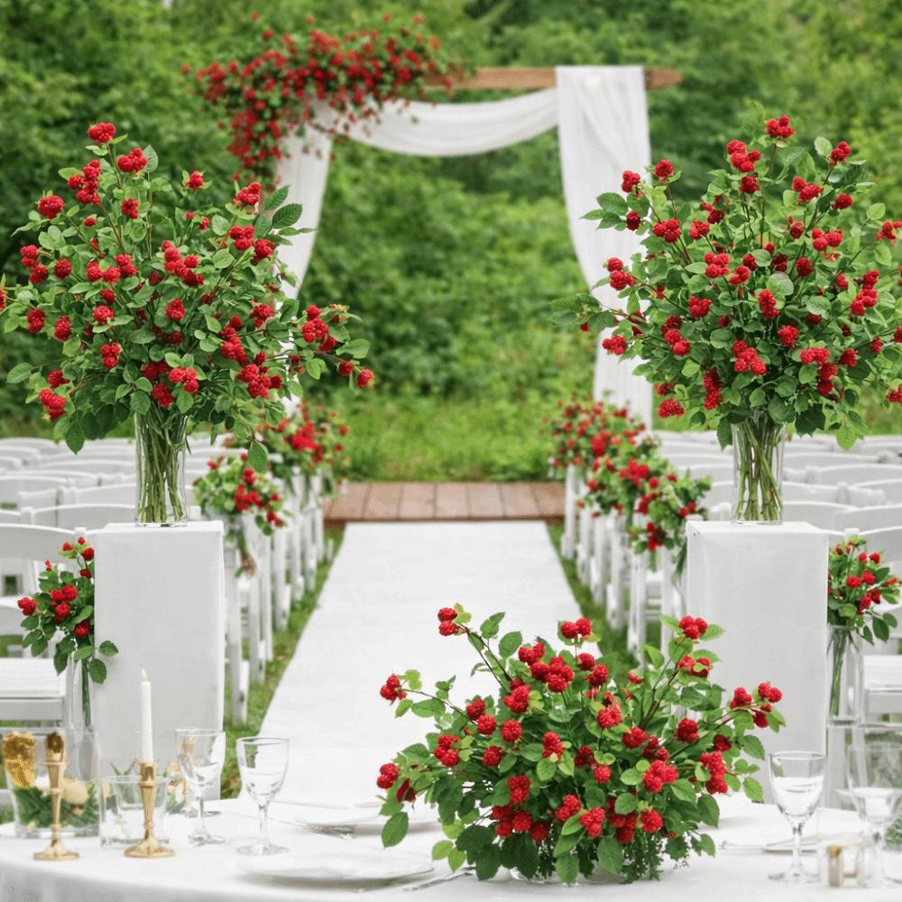 Realistic Artificial Raspberry Branch Plastic Decorative Simulation Flower Long Branches Fake Berry Branches Wedding Photography