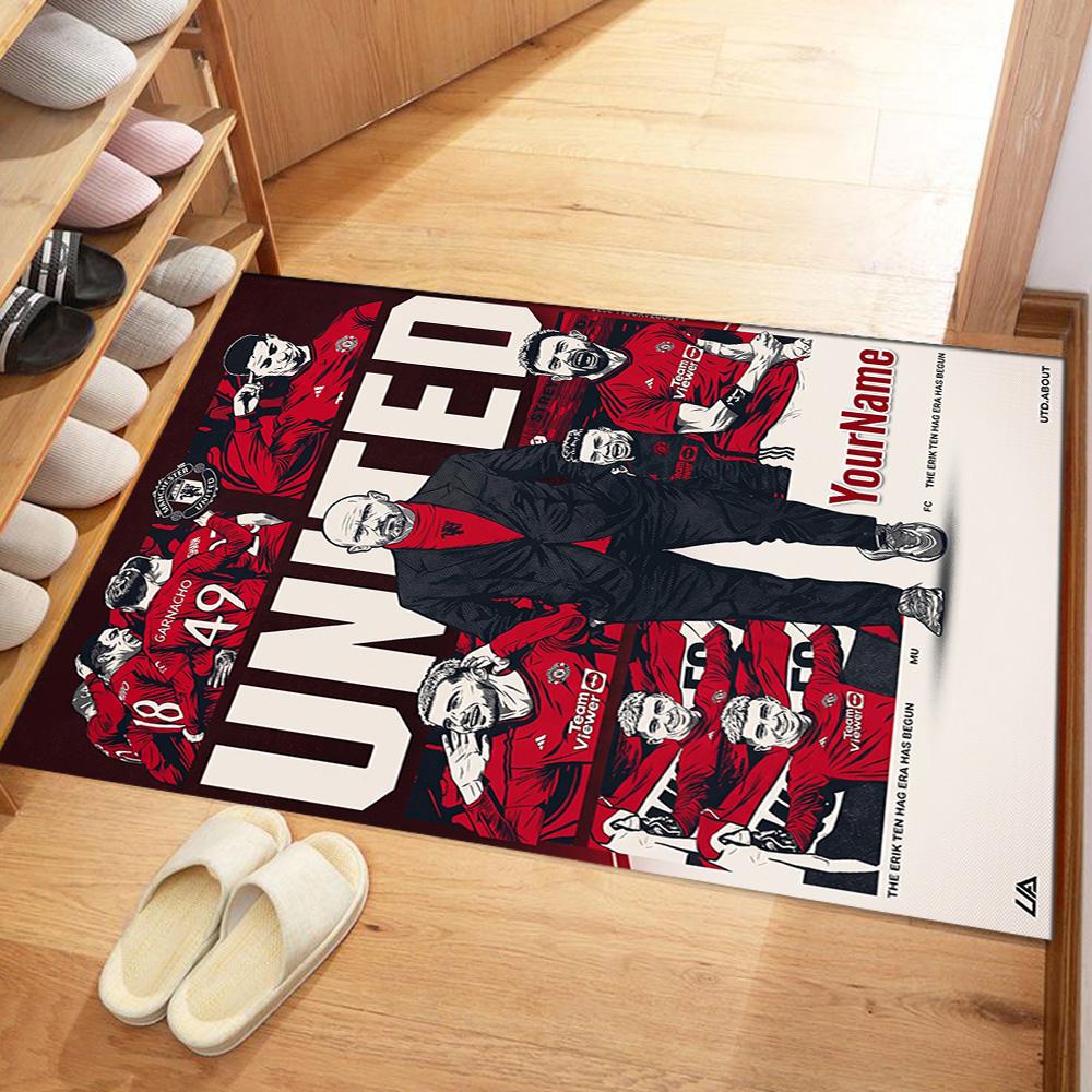 Manchester Customizable Name Area Rug Perfect for Balcony Game Room Entryway Kitchen Antislip Carpet Office home decor