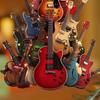 Kytarová vánoční ozdoba 2D akrylová Rockin' Around The Guitar ozdoba Hudební nástroj závěsná dekorace pro kytaristu hudební nadšence