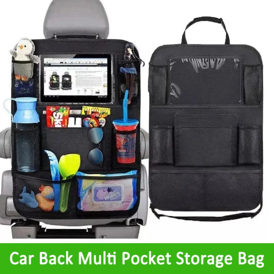 Car Backseat Storage Bag Organizer with Touch ScreenTablet Holder 9 Storage Pockets Kick Mats for Kids Car Travel Accessories