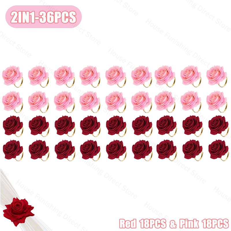 2025 New Valentine's Day Napkin Rings Rose Metal Napkin Rings Faux Flower Napkin Rings Wedding Banquet Birthday Decoration
