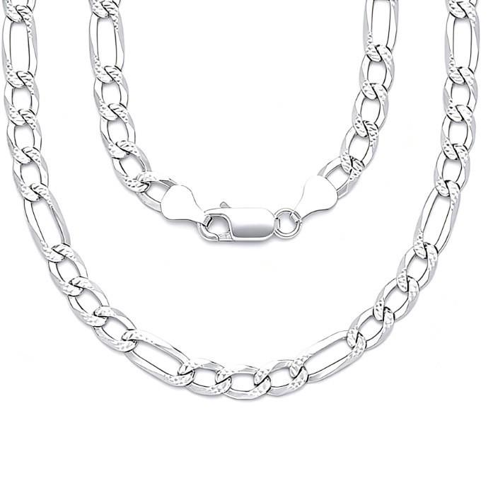 Men's 6mm Patterned Stainless Steel Cuban Figaro Chain Necklace