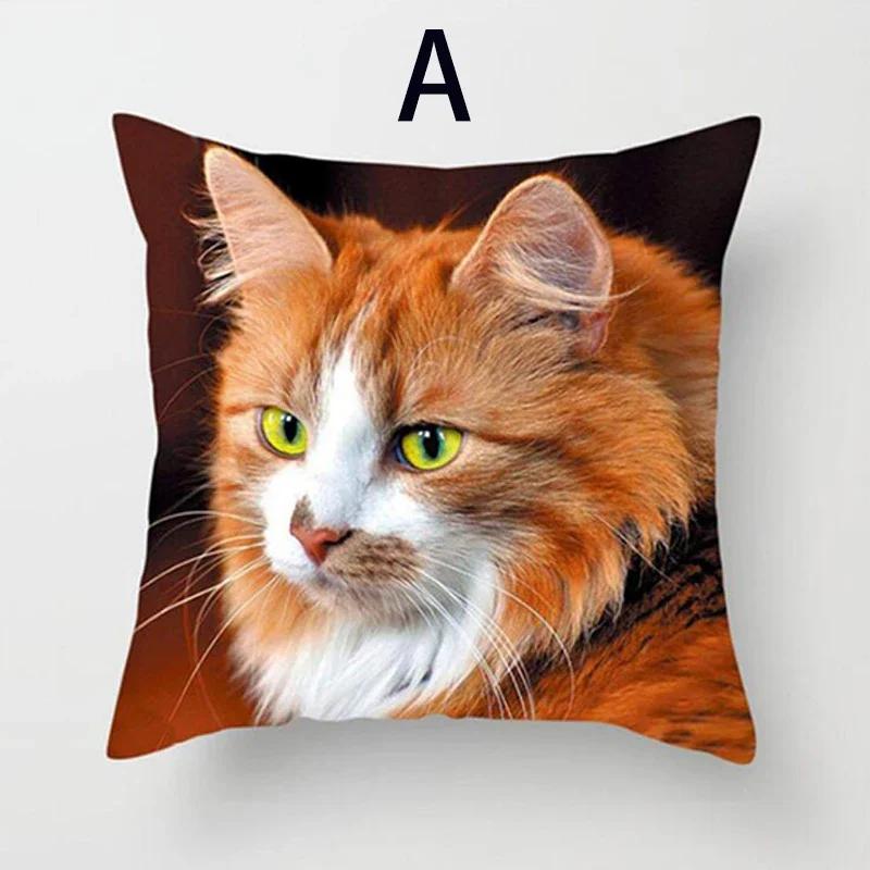 Cushion Cover Cute Cat Pattern Square Pillowcase Zipper Birthday Gift Sofa Home Hotel Decoration 45*45cm