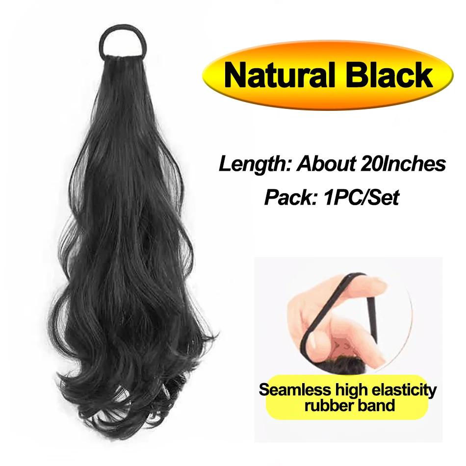 

Synthetic Ponytails Hair Extension With Rubber Band Long Curly Wavy Layered Ponytail For Women Daily Use Heat Resistant Hair Wig 20inches