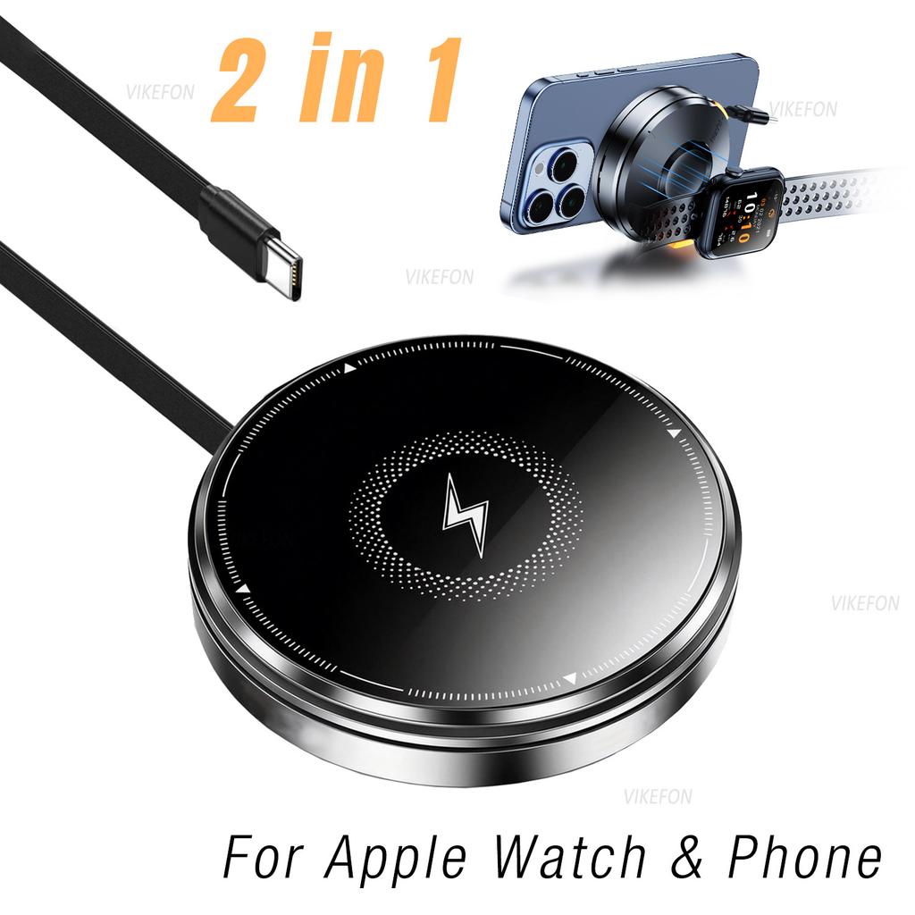 For Magsafe Wireless Charger Magnetic Phone Holder Stand For iPhone 17 16 15  14 13 12 Apple Watch 9-2 Airpods Pro Fast Charging