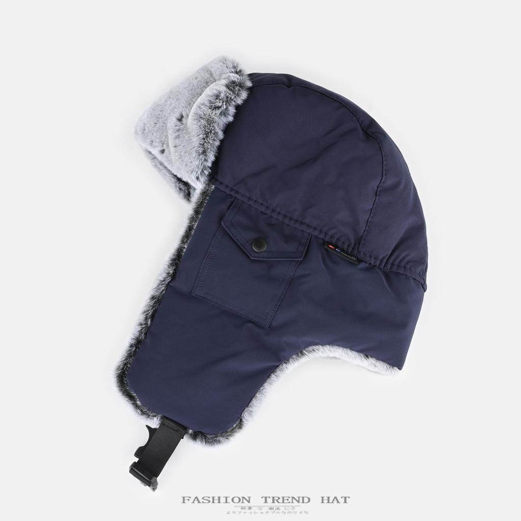 Hat Men's Winter Fleece Thickened Warm Big Head Ear Cap Cycling Windproof Ski Cotton Hat Women