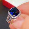 Huitan Temperament Elegant Blue Cubic Zirconia Wedding Ring for Women Bling Bling Newly-designed Lady Ring Party Fashion Jewelry