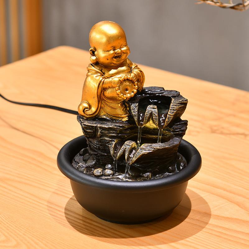 Chinese-style Maitreya Buddha Lucky Flowing Water Ornament Desktop Fountain Living Room TV Cabinet Tea Room Housewarming