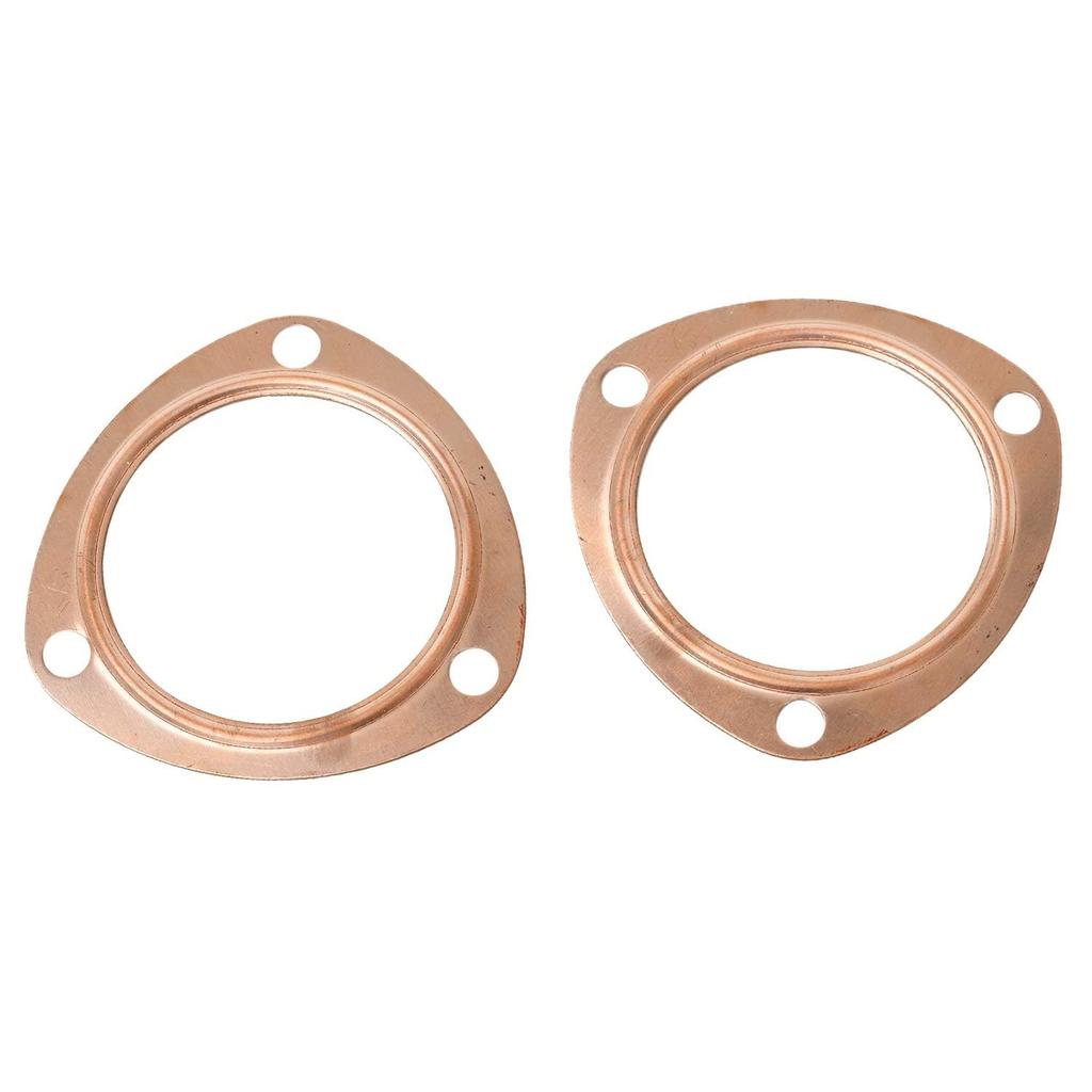 2 PCS 3 Inch Copper Header Exhaust Collector Gaskets, Exhaust Gaskets, Durable, Reusable for SBC BBC 302 350 454 383 Exhaust Gaskets (3 Bolt Pattern)