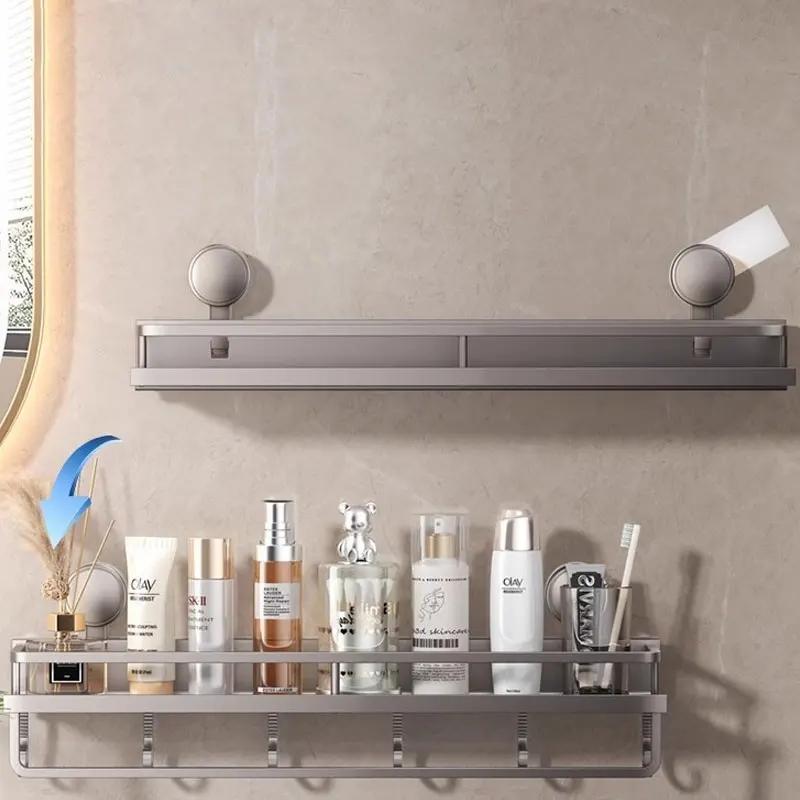 30/40/50cm Suction cup storage rack bathroom wall mounted non perforated bathroom towel rack multifunctional storage rack