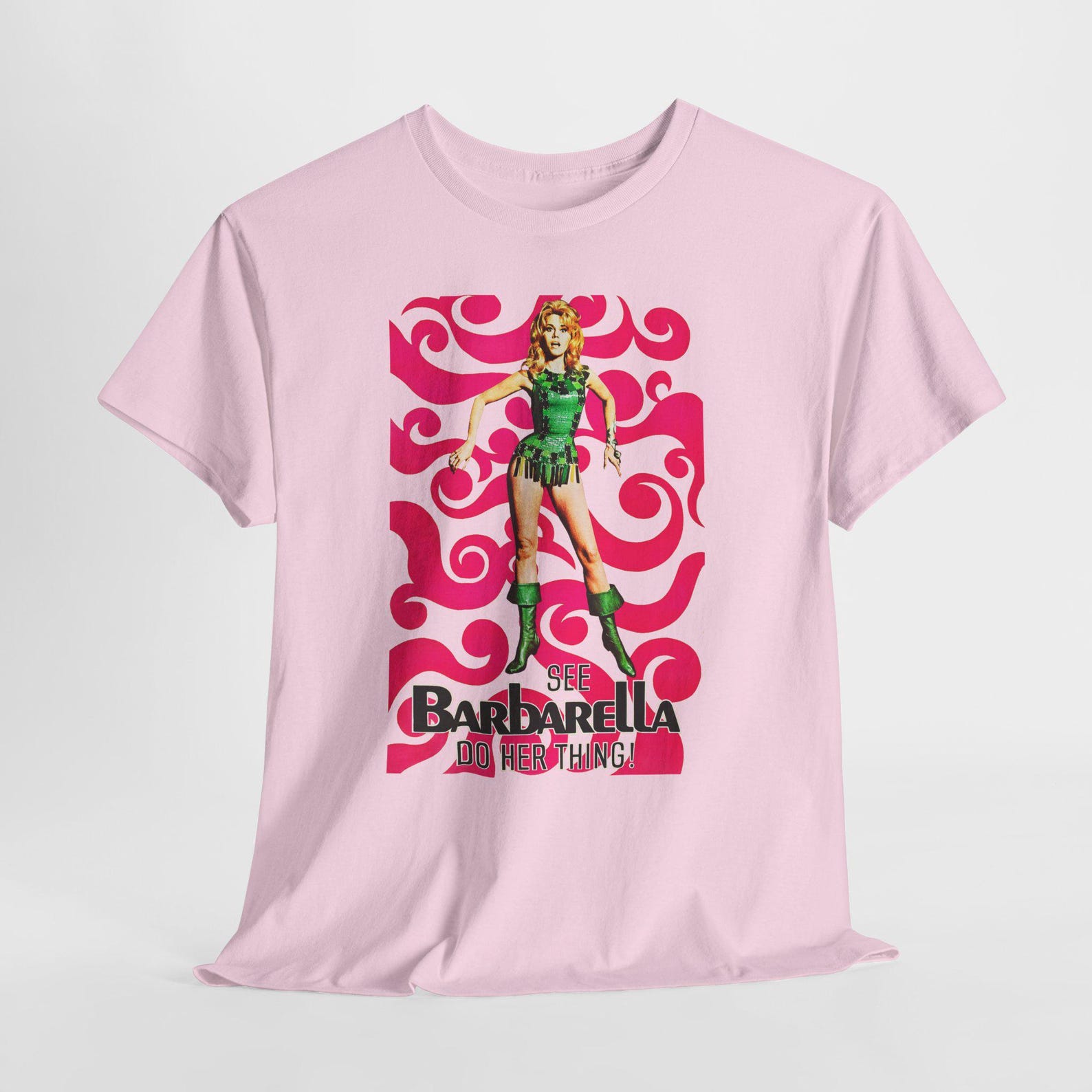 Barbarella v5 Unisex Heavy Cotton Tee, Retro Sci-Fi Graphic Tee, Vintage Space Movie T-Shirt, Sci-Fi Fan Gift, Cosmic Adventure Shirt, Outer 2XL