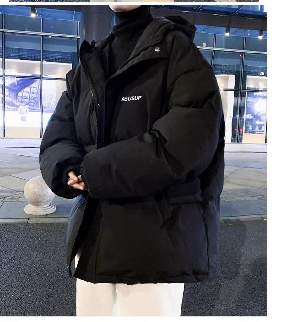Men's Hooded Windproof Cotton-Padded Coat - Autumn/Winter Hong Kong Style Casual Warm Short Thickened Jacket