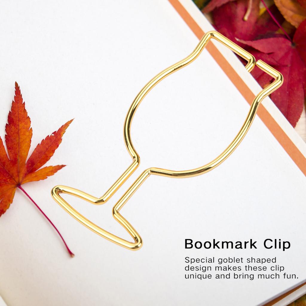 10pcs Gold Electroplating Metal Goblet Shaped Paper Clips Funny Cute Book S for   School Stationery