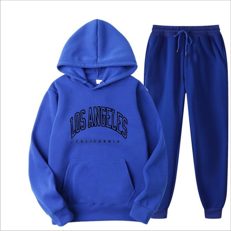 Men's European & American Style Spring/Autumn Solid Color Hoodie & Sweatshirt Set