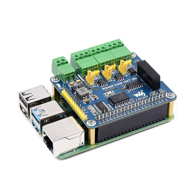 Raspberry Pi 4B RS485/CAN Expansion Board with SPI Interface and Magnetic Coupling Isolation
