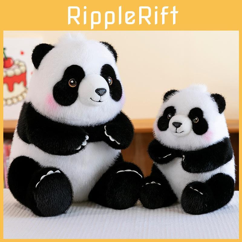 Panda Plush Toy With Pp Cotton Filling Soft Short Fur Stuffed Animal Gift For Kids