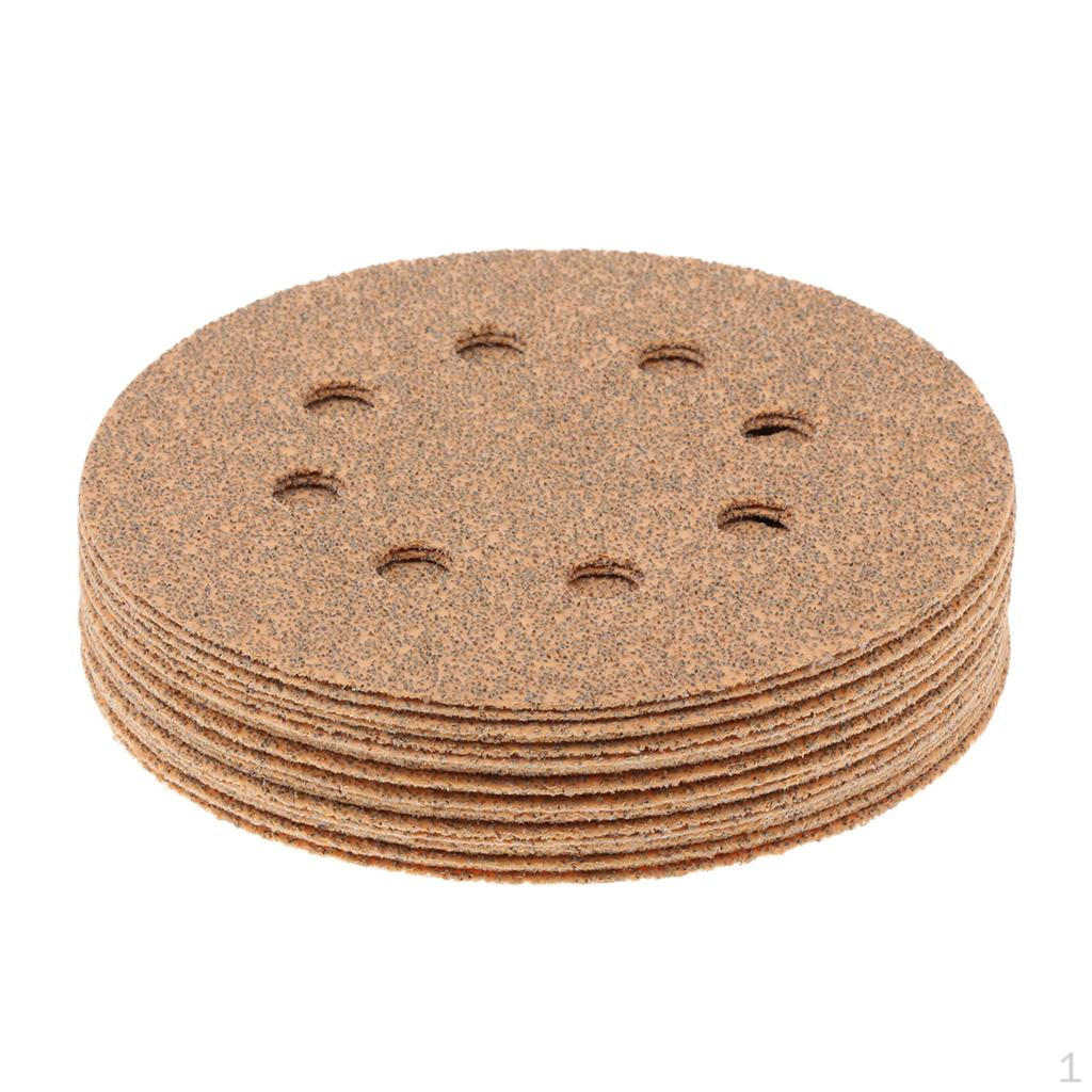20x 5'' 8 Hole 40/80/100/120/180/240/320/400/600 Grit Sand Disc Paper Sandpaper Sheet Sander Hook