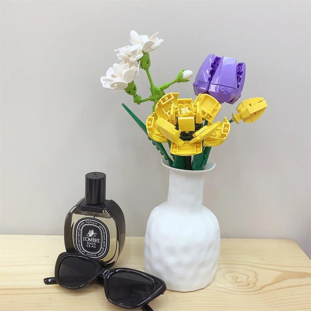 Flower Bouquet Building Blocks Kit Creative DIY Flowers Block Toys Set Gift for Kids Girls Friends Adults Beautiful Home Decor