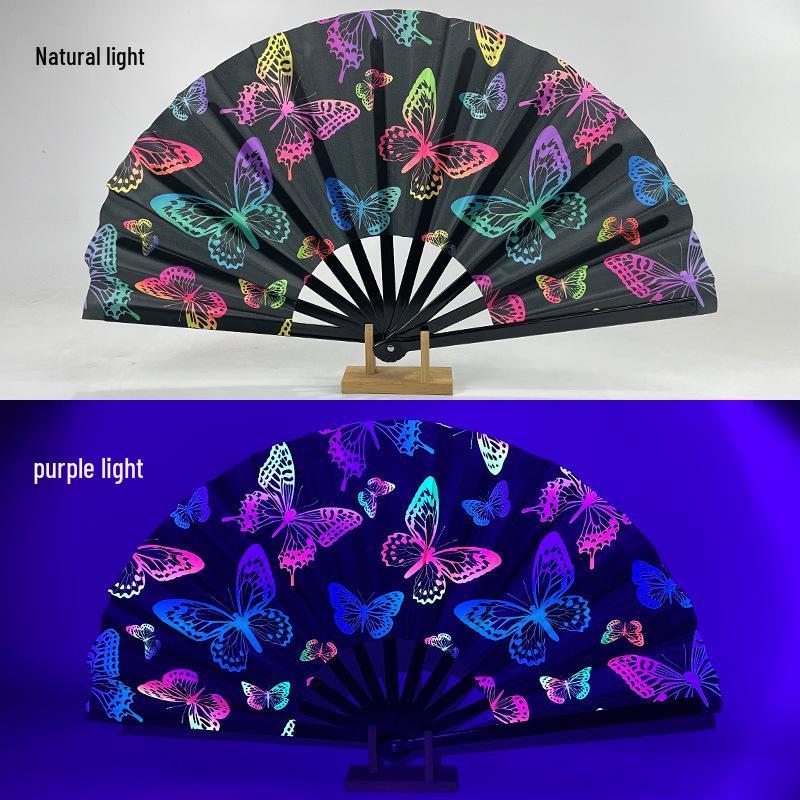 Leuchtender faltbarer Kung-Fu-Party-Fächer mit UV-fluoreszierender Leuchtkraft