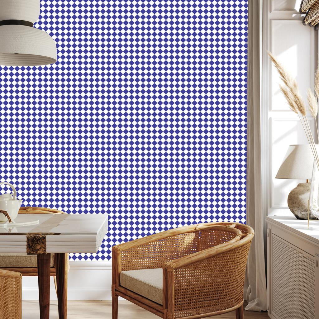 Geometric rhombus wallpaper in blue for the living room and bedroom 50x1000