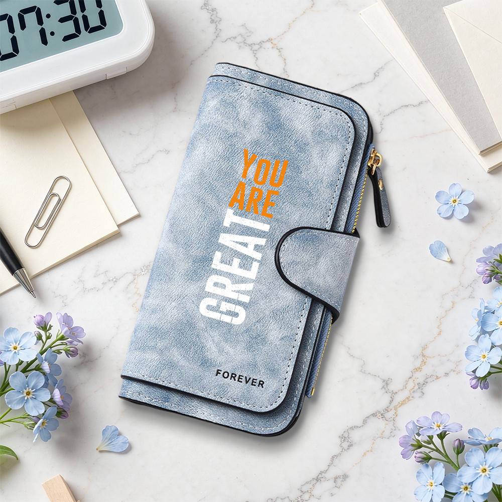 Stylish Long Wallet with Inspirational Slogan Durable