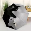 1pc Yin Yang Cats Automatic Open/Close Umbrella with Windproof, Functional Design, 8-Rib Sturdy Canopy
