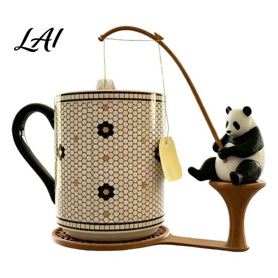 Funny Tea Steeping Gadget Fishing Friends Bag Holder Cute Resin Teabag String Keeper Whimsical Animal Handmade Craft Decor Fun Kitchen Counter
