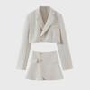 Trendy Spring & Autumn Women's Short-Sleeve Suit Jacket + High-Waist Pocket Skirt